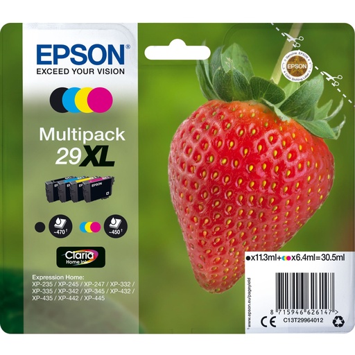 [268109] Epson Claria Home Multipack 29XL BK/C/M/Y                  T 2996