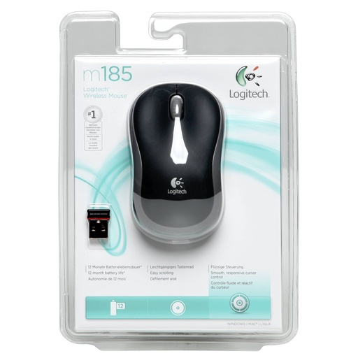 [524503] Logitech M 185 Cordless Notebook Mouse USB black / grey