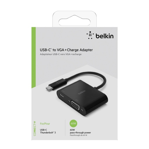 [551196] Belkin USB-C to VGA-Adapter 60W PD, black AVC001btBK