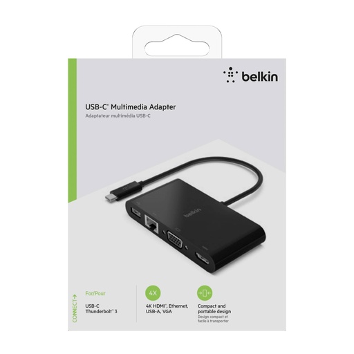 [551224] Belkin USB-C to Gigabit-Ethern. HDMI/VGA/USB-A-Adapter, black