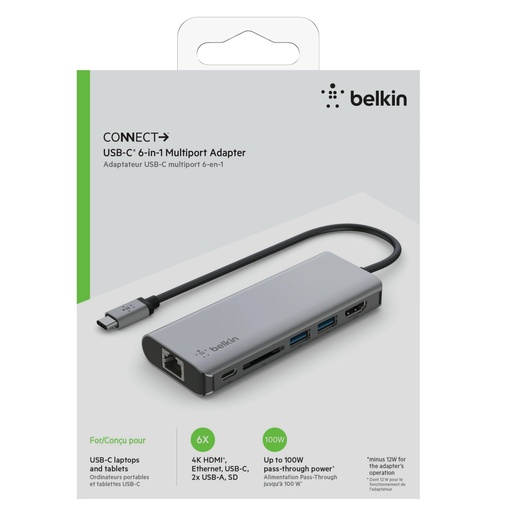 [615589] Belkin CONNECT USB-C 6-in-1 Multiport-Adapter    AVC008btSGY