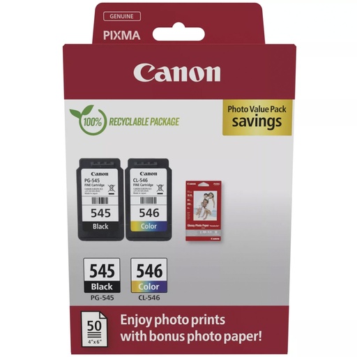 [826884] Canon PG-545 / CL-546 Photo Value Pack
