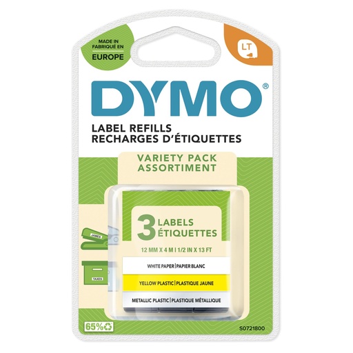 [123403] Dymo Letratag Variety Pack Paper, plastic, metallic