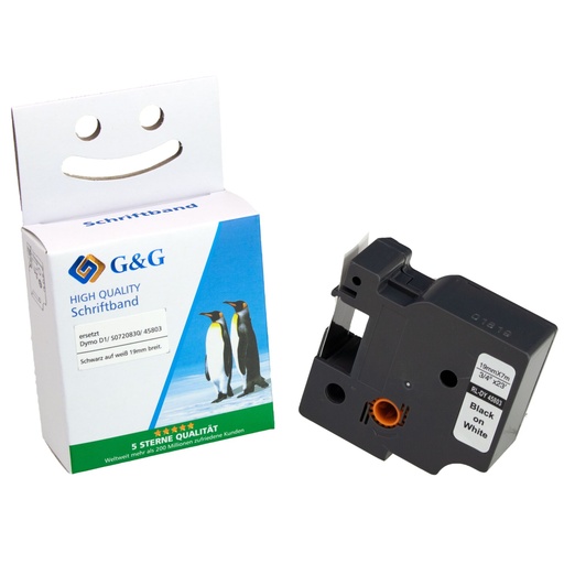 [161116] G&G Schriftband 12mm x 7m sw-ws Komp. m. Dymo D1/ 45013/ S072053
