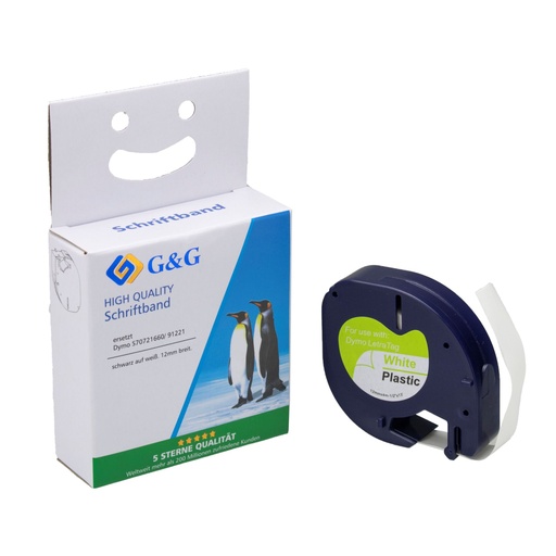 [161130] G&G Schriftband 12mm x 4m sw-ws komp. m. Dymo S0721660/ 91221