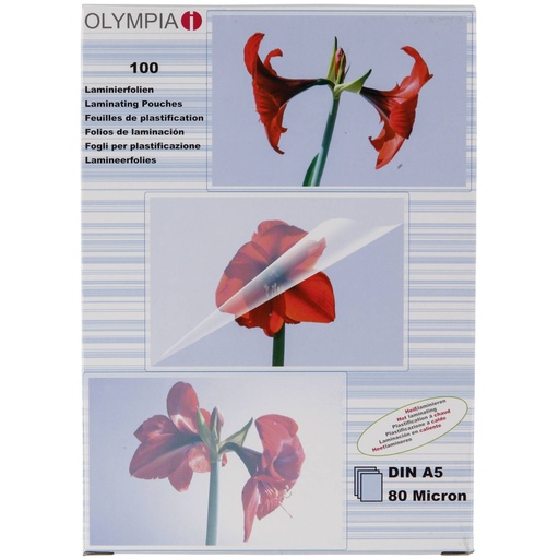 [287763] 1x100 Olympia Laminating pouches DIN A5 80 micron            9167