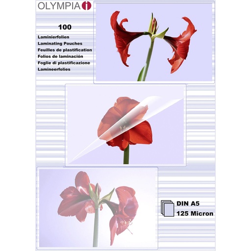 [375613] 1x100 Olympia Laminating pouches DIN A5 125 micron           9177