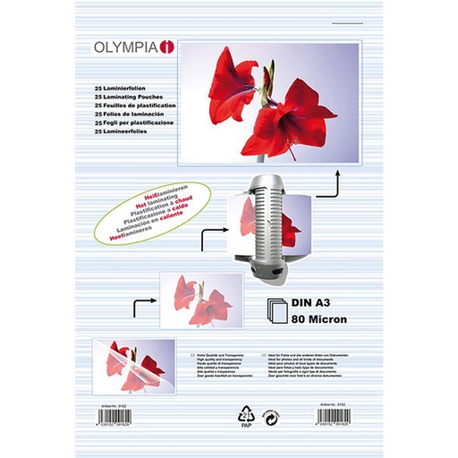 [762664] 1x25 Olympia Laminating pouches DIN A3 80 micron