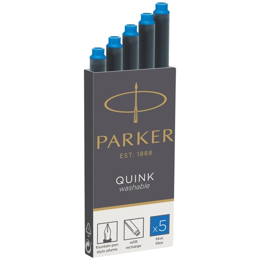[259807] 1x5 Parker ink cartridge Quink Blue washable