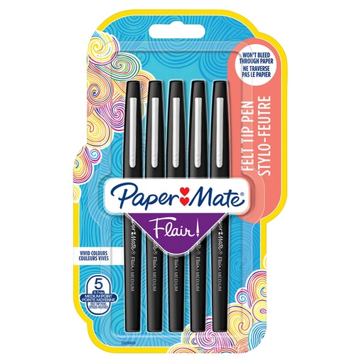 [585286] 1x5 Paper Mate Flair Felt Tip Pen  M 0,7 mm black