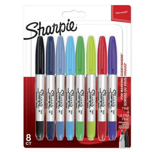[656434] 1x8 Sharpie Twin Tip Permanent- marker UF + F 8 colours