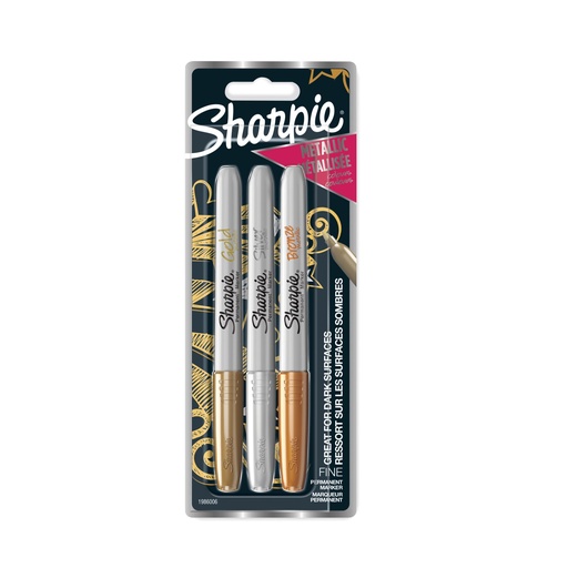 [757983] 1x3 Sharpie Metallic Marker F Gold/Silver/Bronze