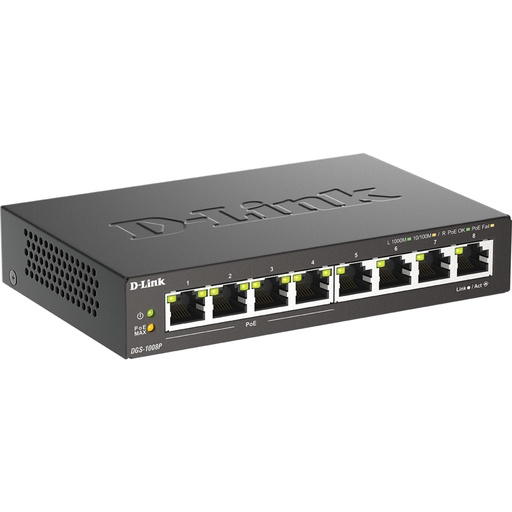 [159002] D-Link DGS-1008P/E 8-Port Layer2 PoE+ Gigabit Switch