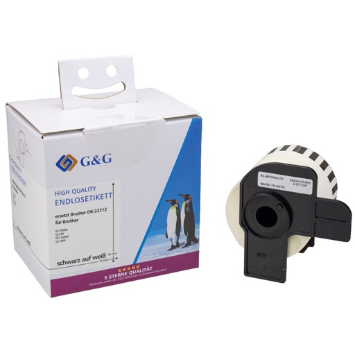 [161277] G&G Endlos-Et. 62 mm x 15,24 sw- Komp. m. Brother DK-22212