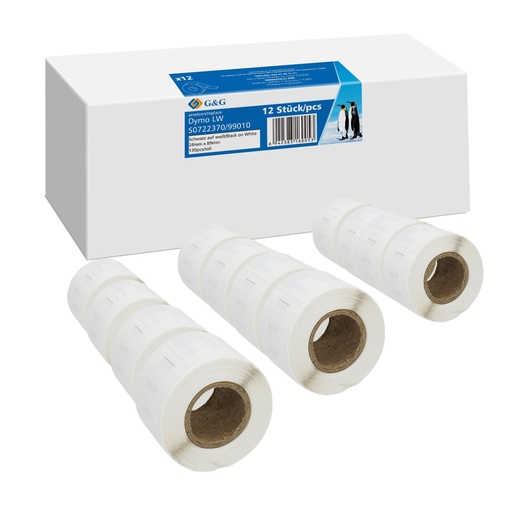 [161340] 12x G&G Etiketten 28mm x 89mm sw komp. m. Dymo 99010/ s0722370