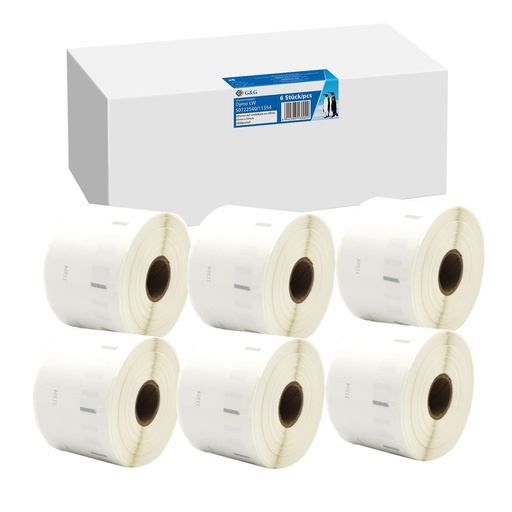 [161354] 6x G&G Etiketten 32mm x 57mm sw- komp. m. Dymo 11354/ s0722540