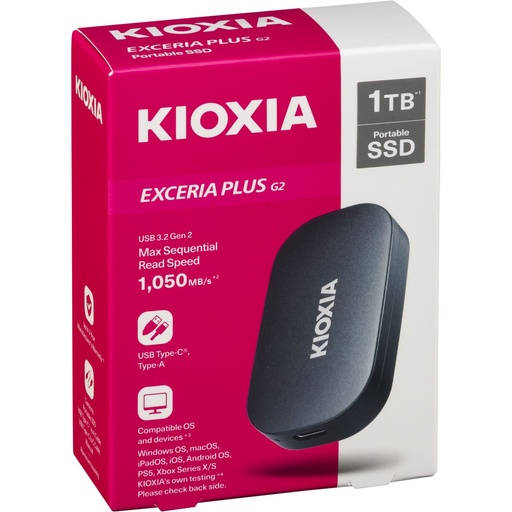 [131464] KIOXIA EXCERIA PLUS G2    1000GB Portable SSD USB 3.2 Gen2 Type C