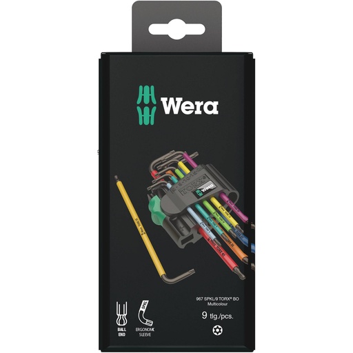 [439574] WERA 967/9 TX BO SB L-key set, Blacklaser