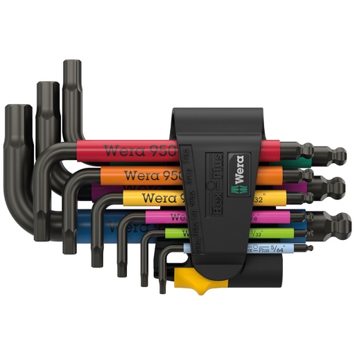 [873343] Wera 950/9 Hex-Plus Multicolour Imperial 3 angle wrench set