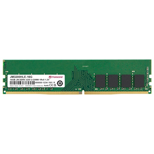 [164630] Transcend 16GB DDR4 3200 MT/s UDIMM 288pin 1R x8 unbuffered