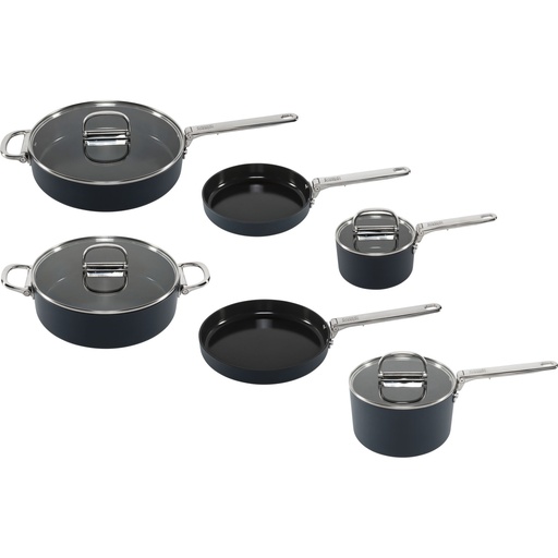 [112879] Joseph Joseph Space Folding Han. Ceramic N/S 6pc Blue Cookware