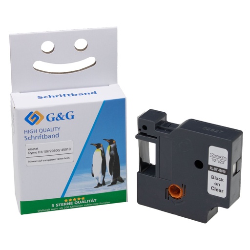 [161228] G&G Schriftband 12mm x7m sw-tr. Komp. m. Dymo D1/ 45010/ S072050