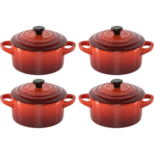 [569907] Le Creuset Stoneware Set of 4 petite Casseroles 10x5cm volcan.