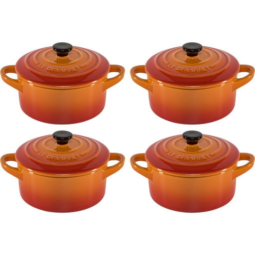 [569914] Le Creuset Stoneware Set of 4 petite Casseroles 10x5cm volcan.