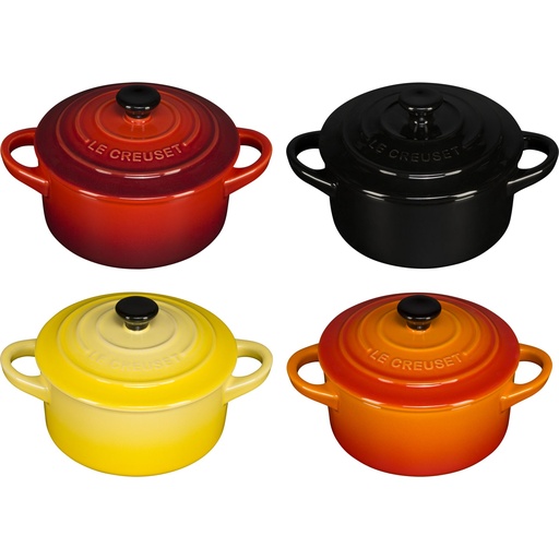 [569928] Le Creuset Stoneware Set of 4 petite Casseroles 10x5cm red