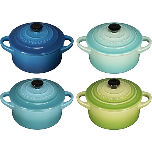 [569935] Le Creuset Stoneware Set of 4 petite Casseroles 10x5cm ocean