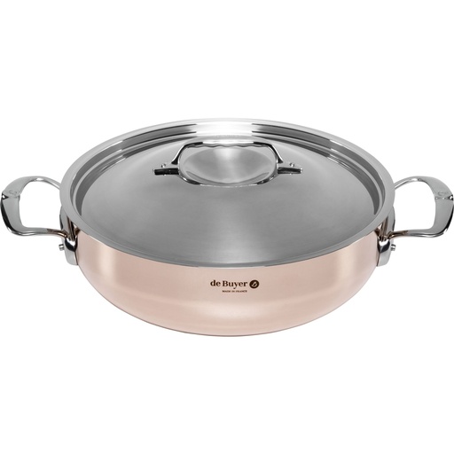[592587] De Buyer Prima Matera Saucepot Copper/Steel 28cm curved induct.