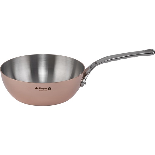 [592594] De Buyer Prima Matera Sauté Pan Copper/steel 20cm curved  ind.