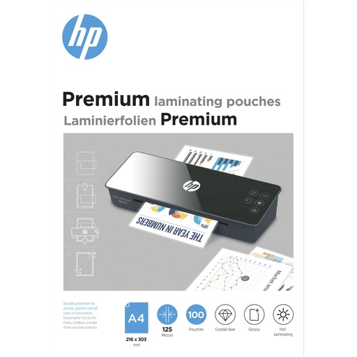 [761392] HP Premium Laminating pouches A4 125 Micron