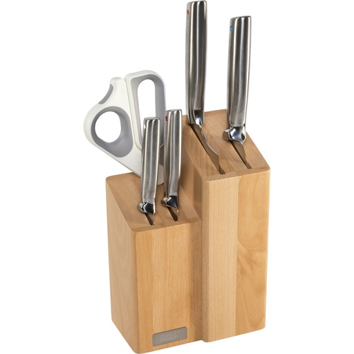 [157035] Joseph Joseph Elevate Fusion 5pc Knife&Sciss.Set w.Beechwood Blk.