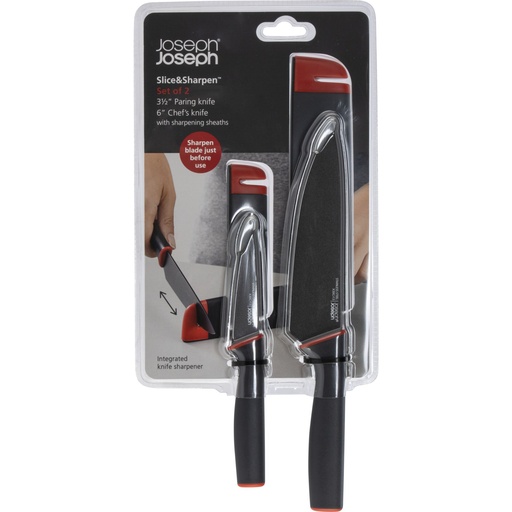 [158246] Joseph Joseph Slice&Sharpen Set of 2 Knives w.Sharpening Sheaths
