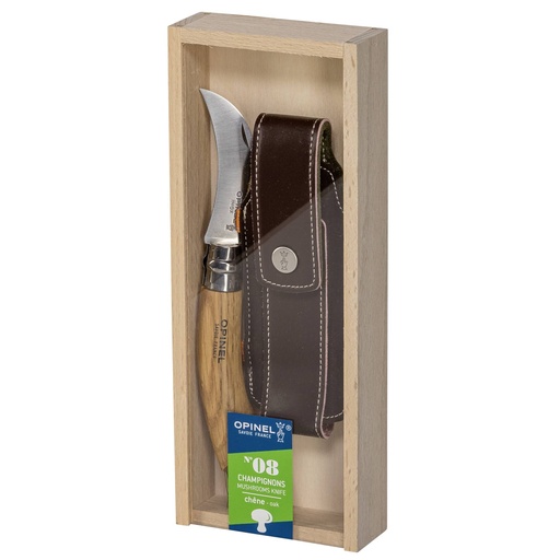 [537042] Opinel mushroom knife oak handle w. brush + pencil case & sheath
