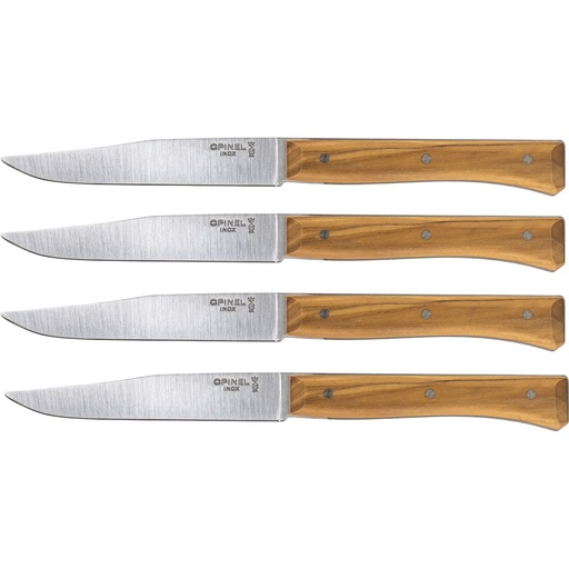 [831791] Opinel Table Knives Facette Set of 4  Olive Wood