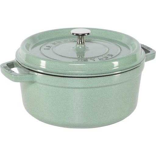 [174115] Staub La Cocotte 24cm rund Salbeigrün, Gusseisen