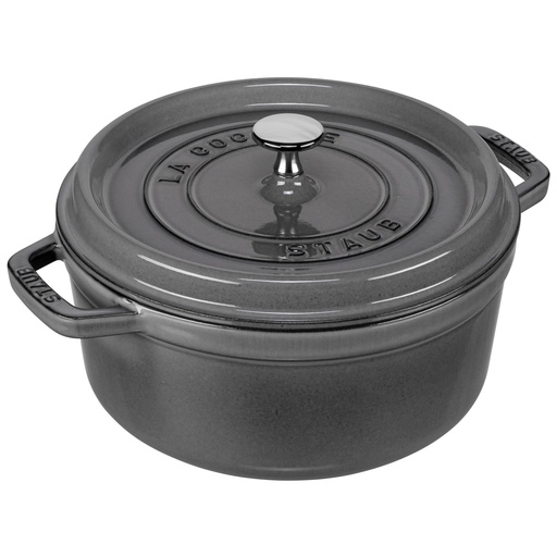 [539884] Staub Round Cocotte, 24cm cast iron, graphite grey