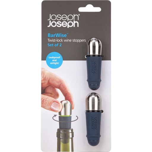 [156307] Joseph Joseph BarWise Twist-lock Wine Stoppers blue