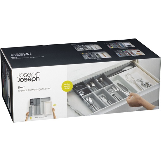 [156335] Joseph Joseph Blox 10-piece Grey Drawer Organiser Set