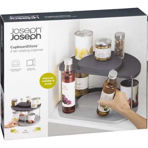[156503] Joseph Joseph CupboardStore 2-tier Grey Rotating Organiser
