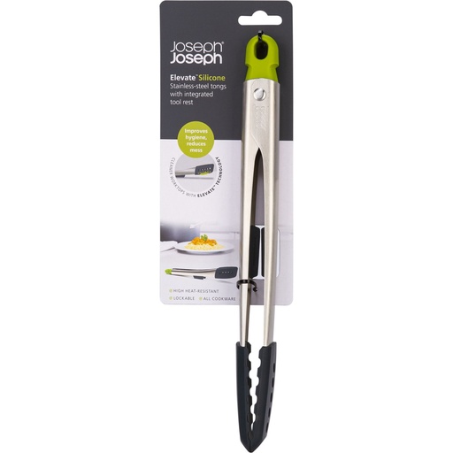 [156895] Joseph Joseph Elevate Grey Silicone Steel Tongs