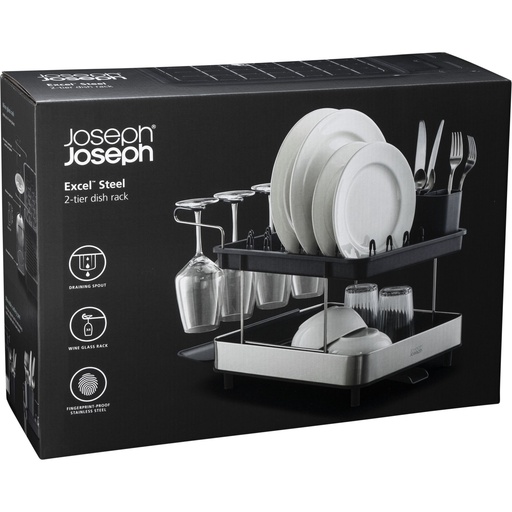 [157077] Joseph Joseph Excel Stainless- Steel 2-Tier Dish Rack