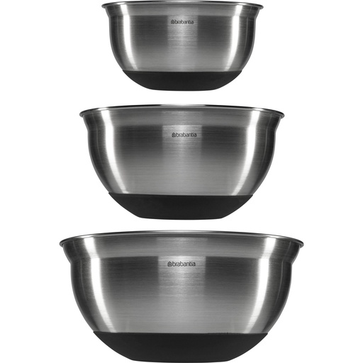 [662104] Brabantia Mixing Bowl Set steel matt black,    1, 1.6 & 3 litre