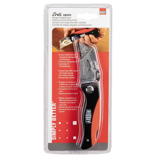 [544343] BESSEY folding utility knife w. ABS handle      DBKPH-EU