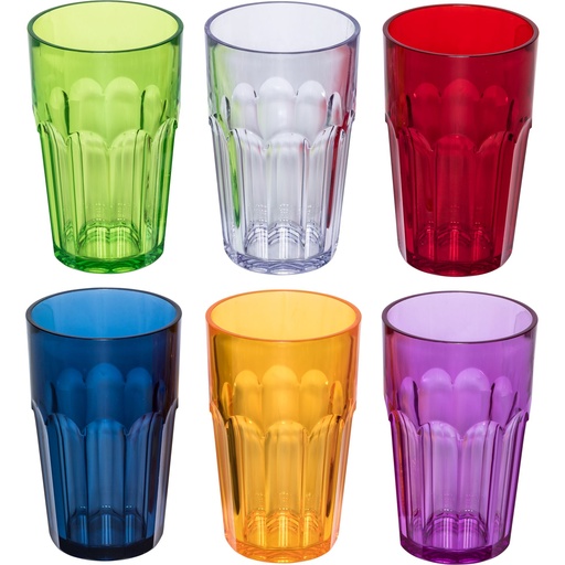 [160094] Guzzini HAPPY HOUR Set of 6 Tall Ground Tumblers Assorted Colors