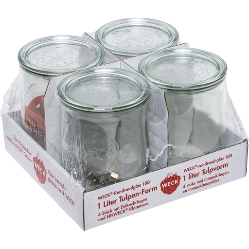 [796700] WECK Round Rim Jar Tulip 1,0l Set of 4