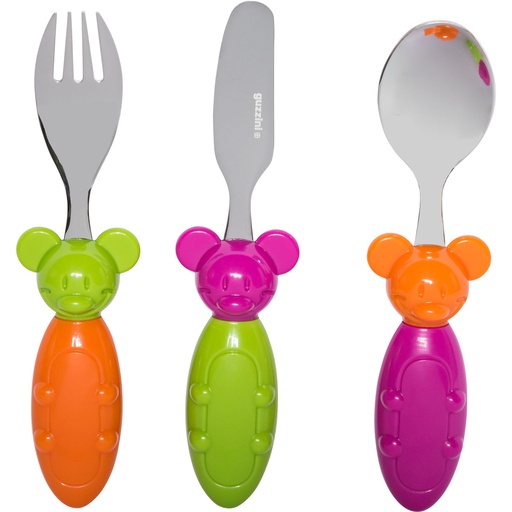 [160185] Guzzini TIP TOP TAP Mini 3 Pcs. Cutlery Set w. Case Asstd.color