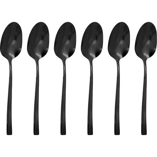 [781636] Sambonet Rock PVD 6 Espresso Spoons Moka Nero Lucido